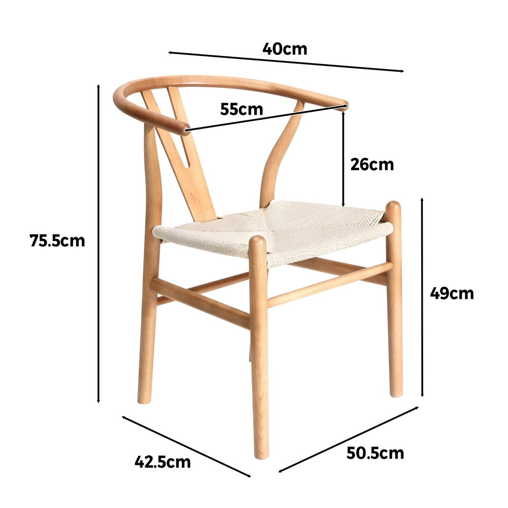 Oikiture 4x Dining Chair Wooden Hans Wegner Chair Wishbone-Dining Chair-PEROZ Accessories