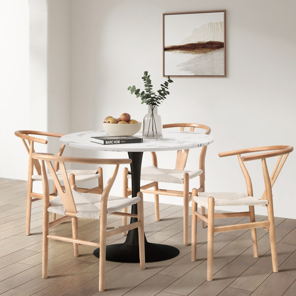 Oikiture 8x Dining Chair Wooden Hans Wegner Wishbone-Dining Chair-PEROZ Accessories