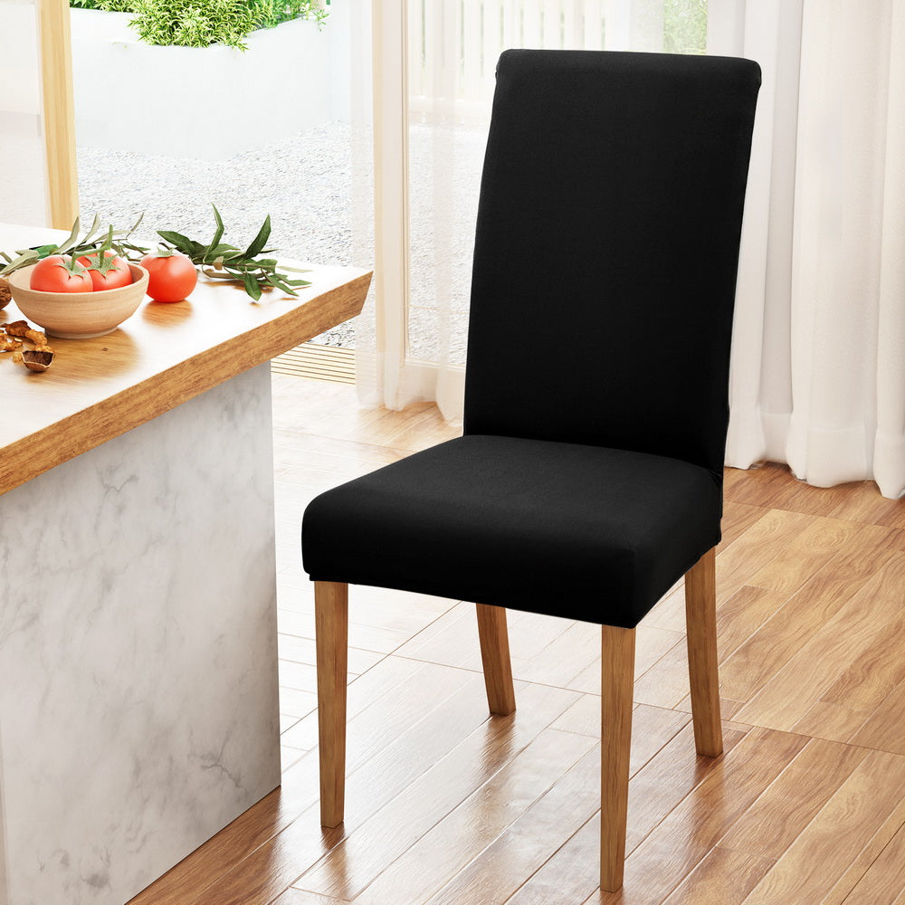 Artiss Dining Chair Covers 4x Slipcovers Spandex Stretch Banquet Wedding Black-Furniture > Bar Stools & Chairs-PEROZ Accessories
