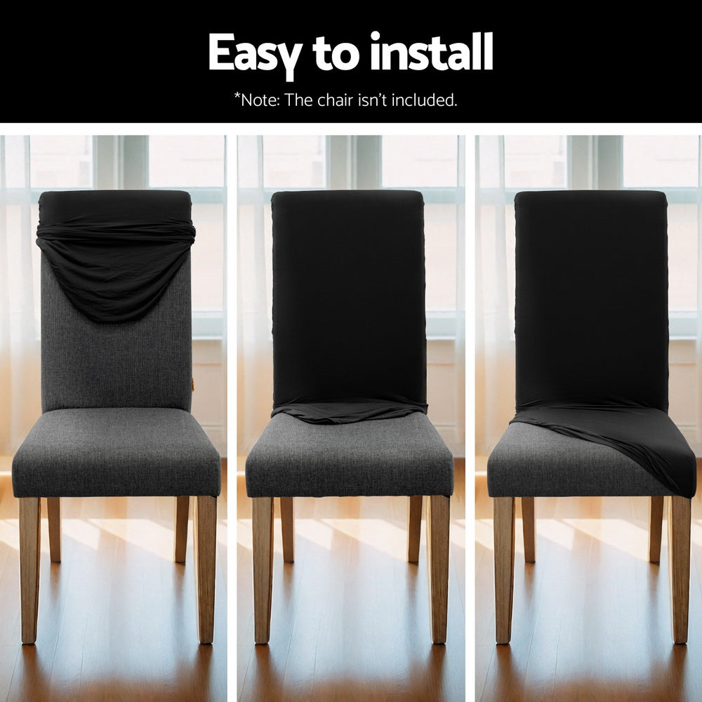 Artiss Dining Chair Covers 4x Slipcovers Spandex Stretch Banquet Wedding Black-Furniture > Bar Stools & Chairs-PEROZ Accessories