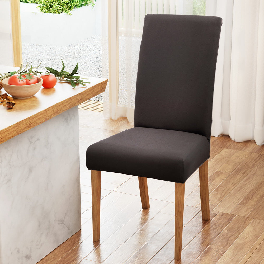Artiss Dining Chair Covers 4x Slipcovers Spandex Stretch Banquet Party Dark Grey-Furniture > Bar Stools & Chairs-PEROZ Accessories