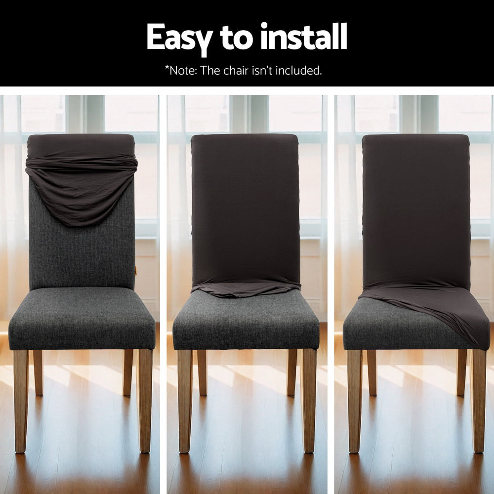 Artiss Dining Chair Covers 4x Slipcovers Spandex Stretch Banquet Party Dark Grey-Furniture > Bar Stools & Chairs-PEROZ Accessories
