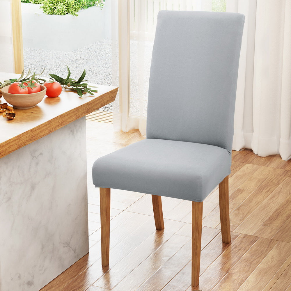 Artiss Dining Chair Covers 4x Slipcovers Spandex Stretch Banquet Wedding Grey-Furniture > Bar Stools & Chairs-PEROZ Accessories