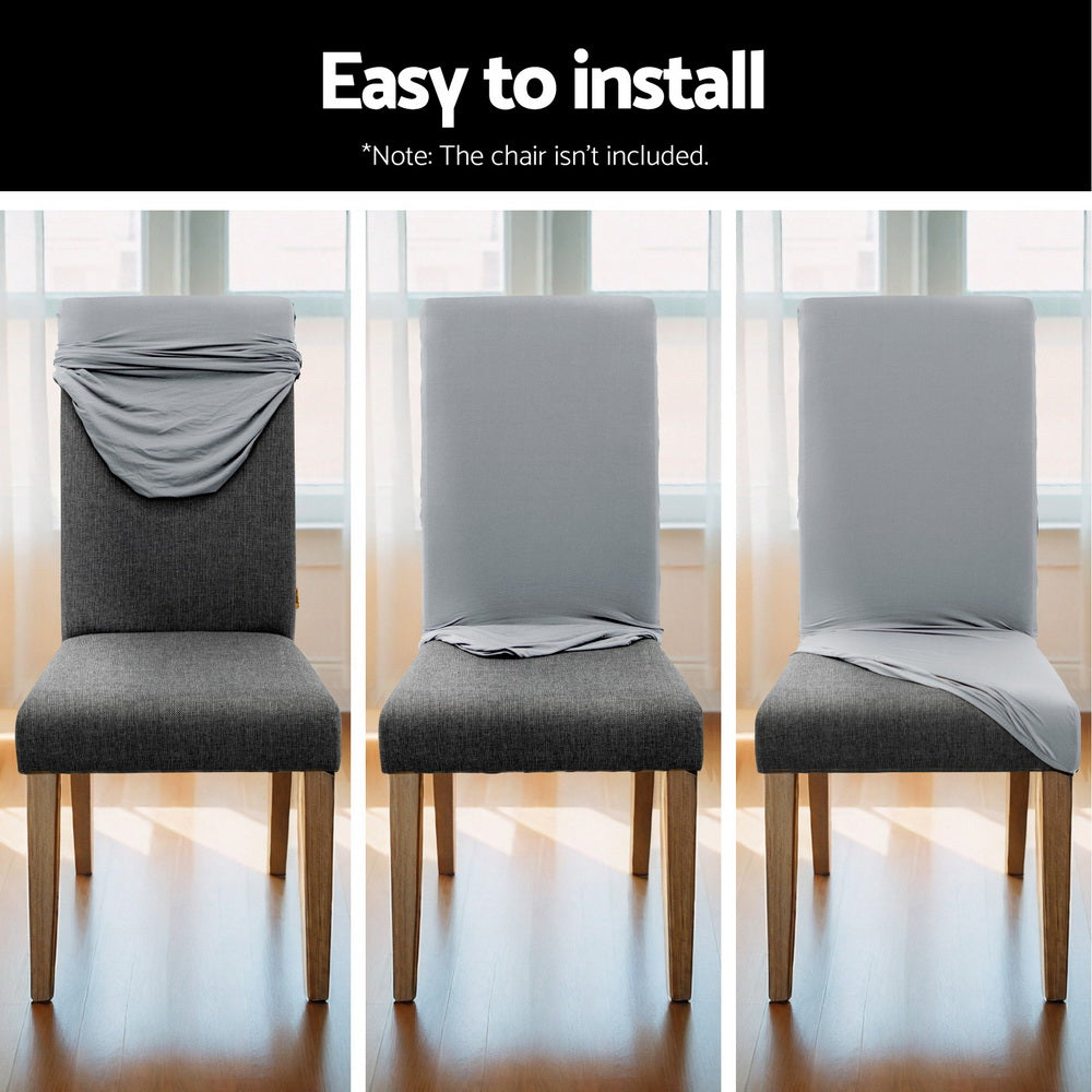 Artiss Dining Chair Covers 4x Slipcovers Spandex Stretch Banquet Wedding Grey-Furniture > Bar Stools & Chairs-PEROZ Accessories