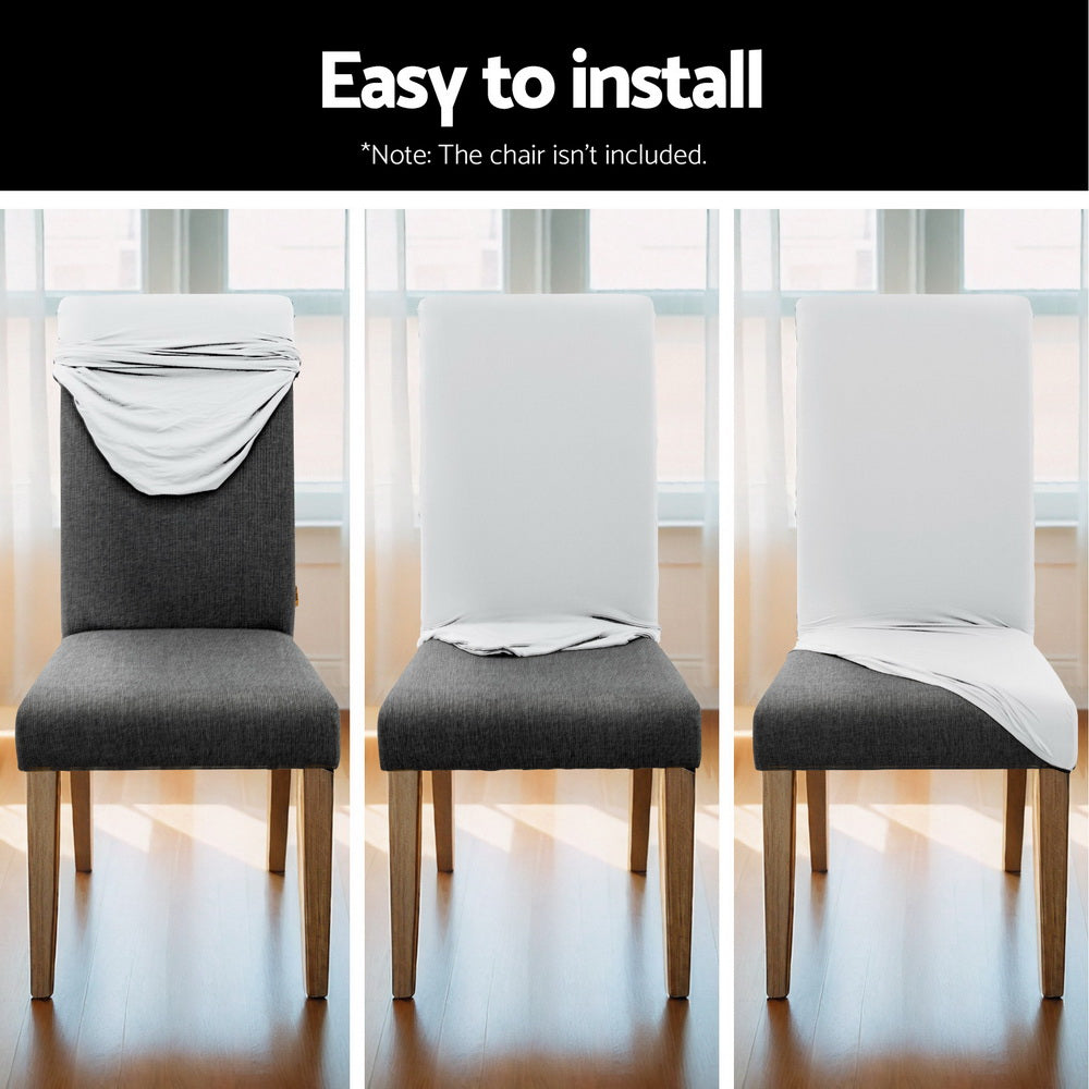 Artiss Dining Chair Covers 4x Slipcovers Spandex Stretch Banquet Wedding White-Furniture > Bar Stools & Chairs-PEROZ Accessories