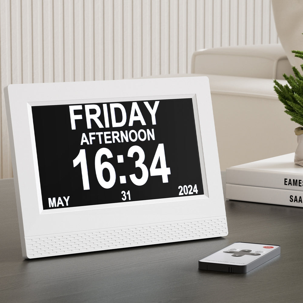 Artiss 7" Digital Day Clock Calendar Alarm White-Home & Garden > Home & Garden Others-PEROZ Accessories