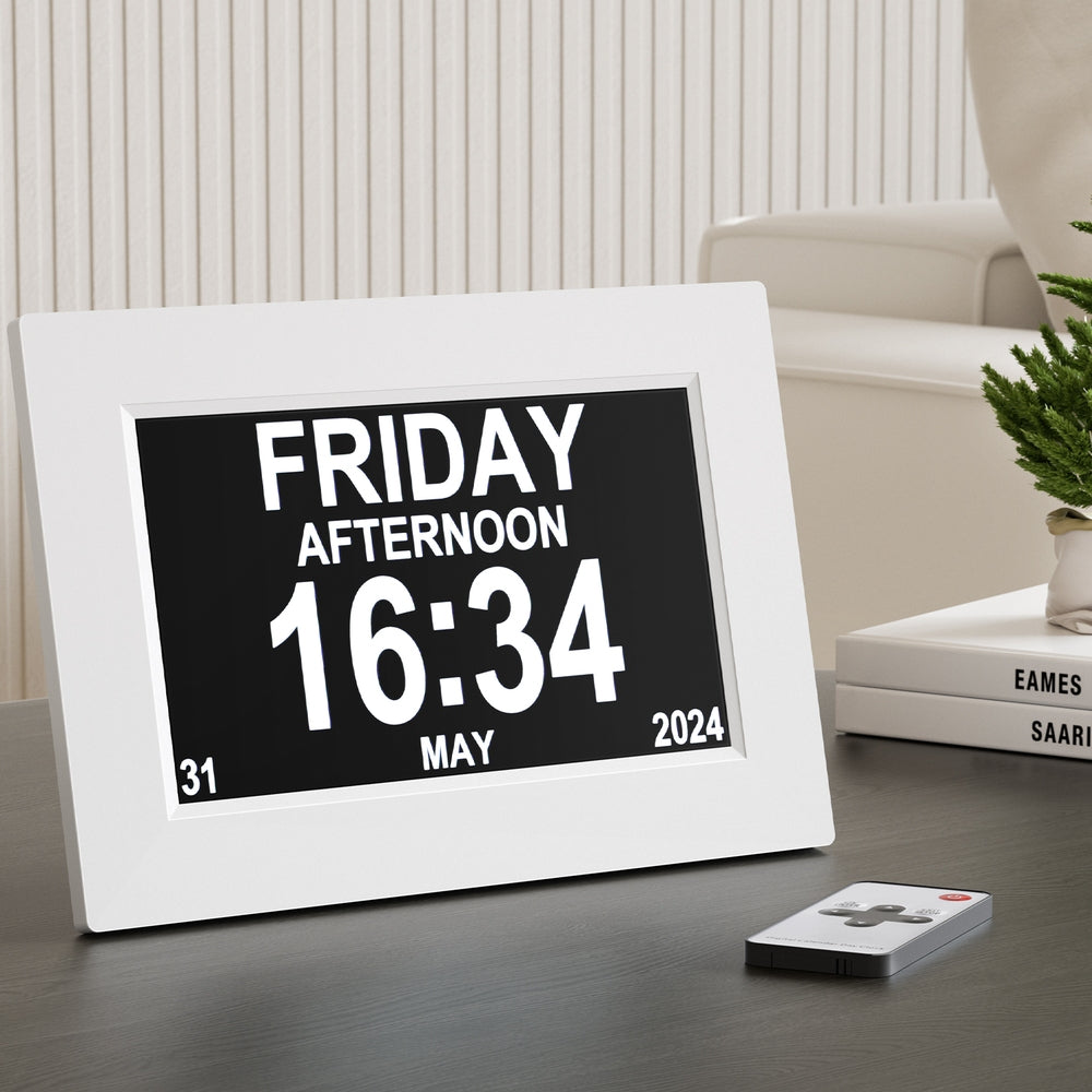 Artiss 8" Digital Day Clock Calendar Alarm White-Home & Garden > Home & Garden Others-PEROZ Accessories