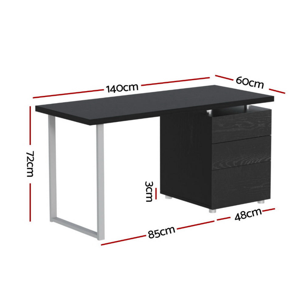 Artiss Computer Desk Drawer Black 140CM-Furniture > Office-PEROZ Accessories