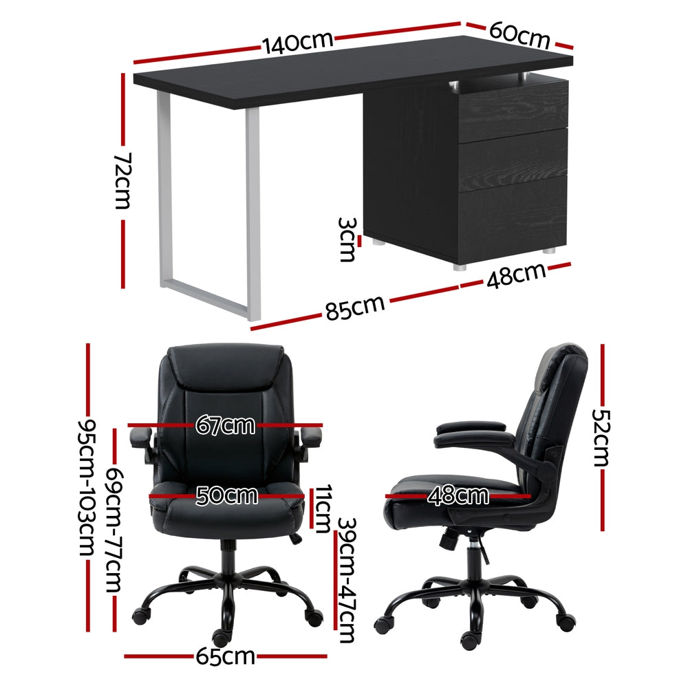 Artiss Computer Desk Executive Office Chairs Sets Black-Furniture > Office > Office & Desk Chairs-PEROZ Accessories