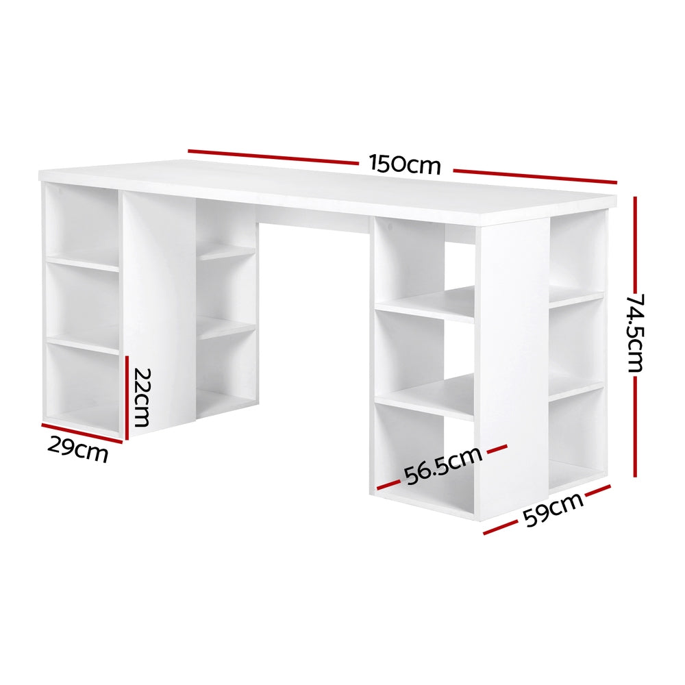 Artiss Computer Desk Bookshelf White 150CM-Furniture > Office-PEROZ Accessories