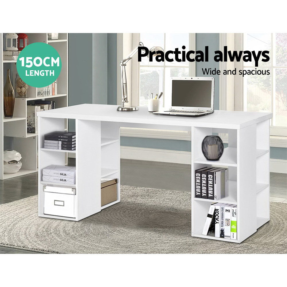 Artiss Computer Desk Bookshelf White 150CM-Furniture > Office-PEROZ Accessories