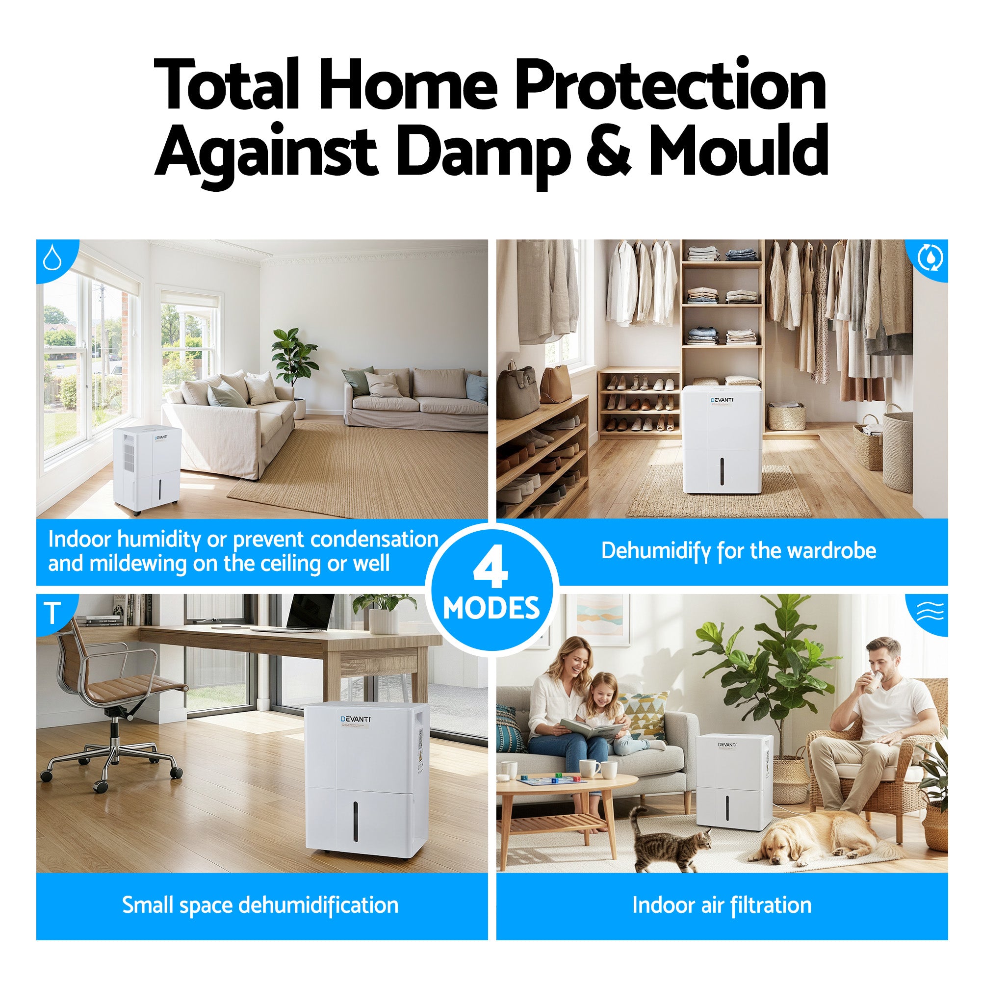 Devanti 30L/Day Dehumidifier Home Air Dryer Mould Moisture 4.7L Tank-Appliances > Aroma Diffusers & Humidifiers > Dehumidifiers-PEROZ Accessories