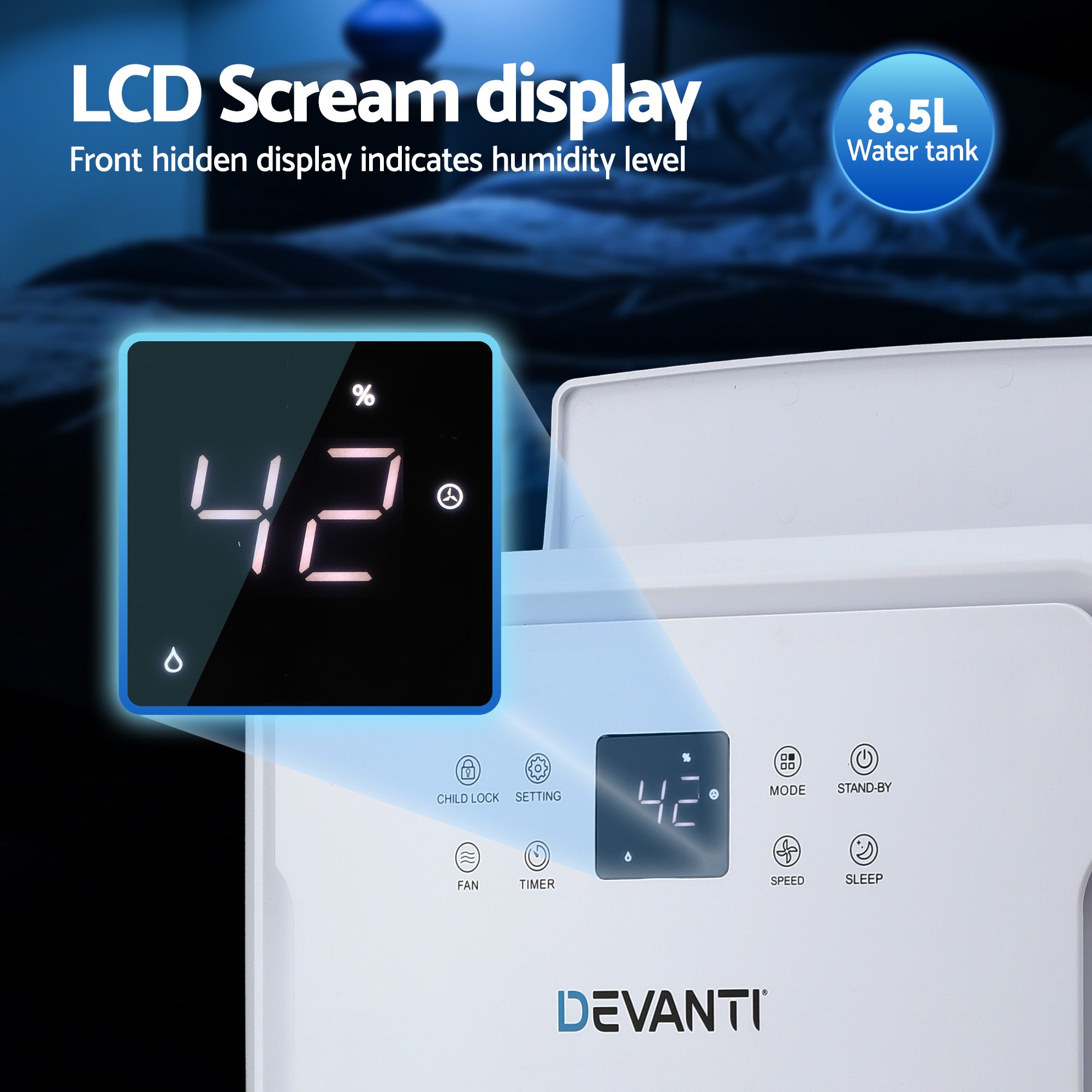 Devanti 50L/Day Dehumidifier Home Air Dryer Mould Moisture 8.5L Tank-Appliances > Aroma Diffusers & Humidifiers > Dehumidifiers-PEROZ Accessories