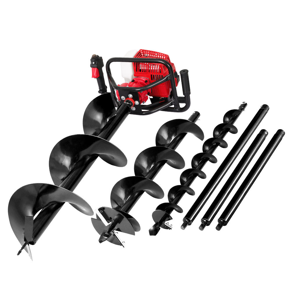 Giantz Post Hole Digger 92CC Petrol Motor Drill Extension Auger Bits Kits-Tools > Power Tools > Outdoor Power Equipment-PEROZ Accessories