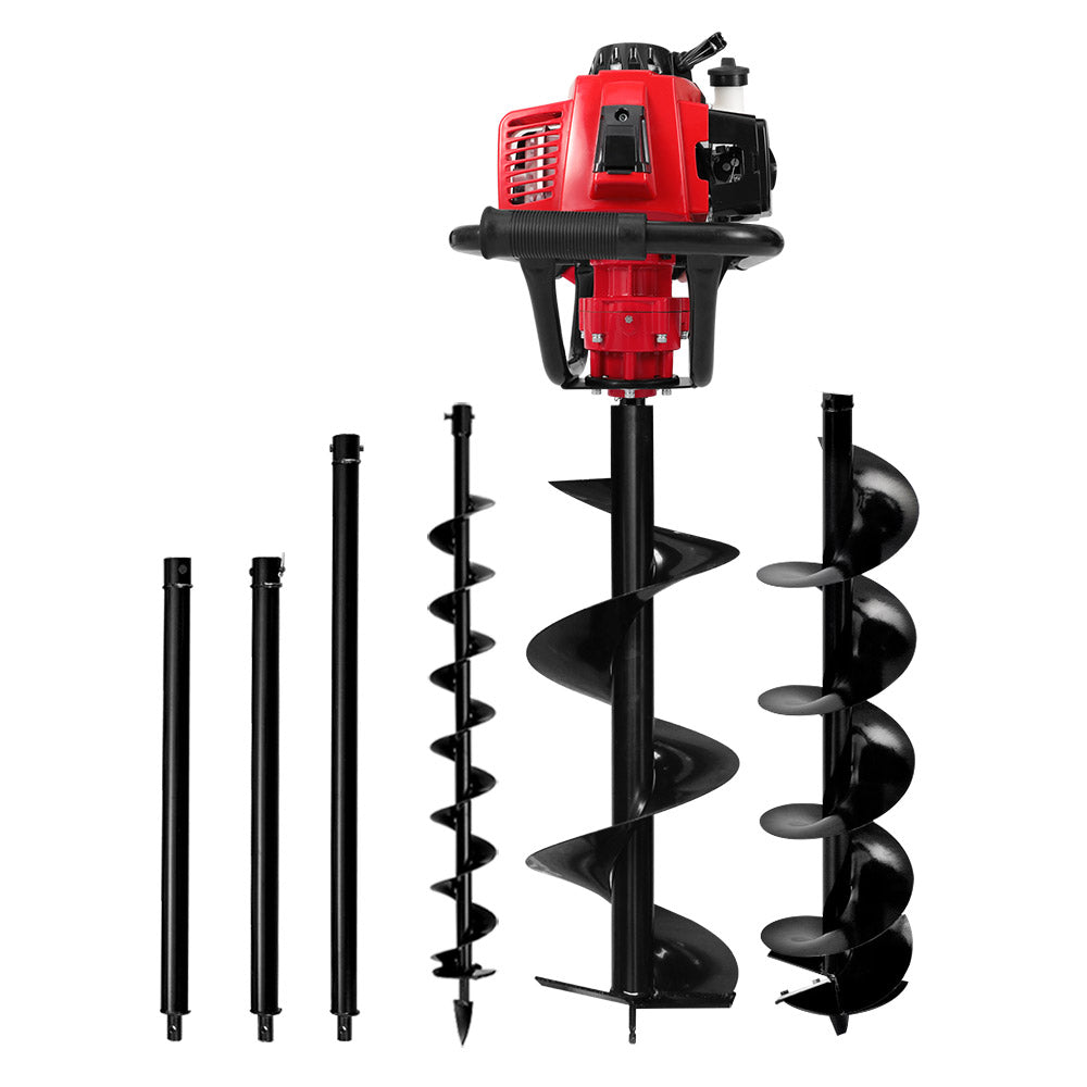 Giantz Post Hole Digger 92CC Petrol Motor Drill Extension Auger Bits Kits-Tools > Power Tools > Outdoor Power Equipment-PEROZ Accessories