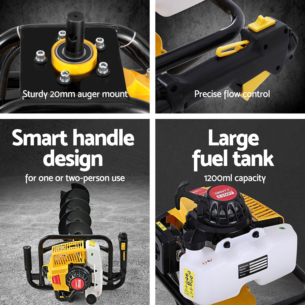 Giantz 82CC Post Hole Digger 200mm Petrol Drill Auger Extension Bits-Tools > Power Tools > Outdoor Power Equipment-PEROZ Accessories