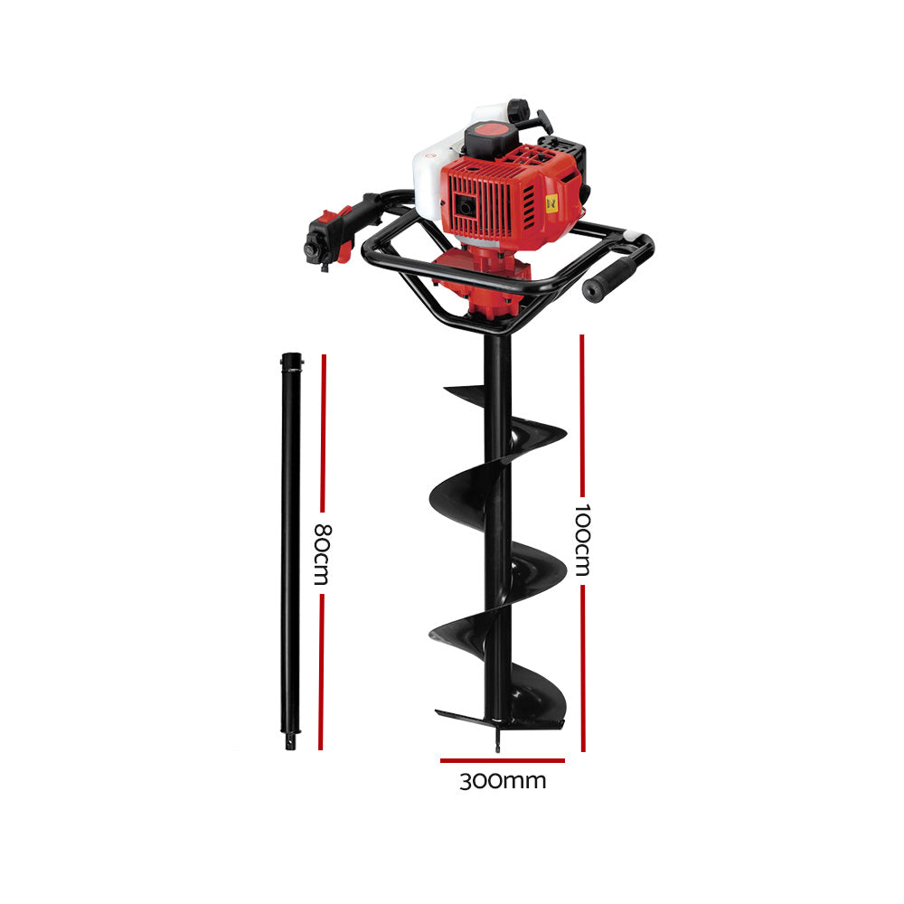 Giantz Post Hole Digger 300mm Petrol Drill Extension Bits Auger-Tools > Industrial Tools-PEROZ Accessories