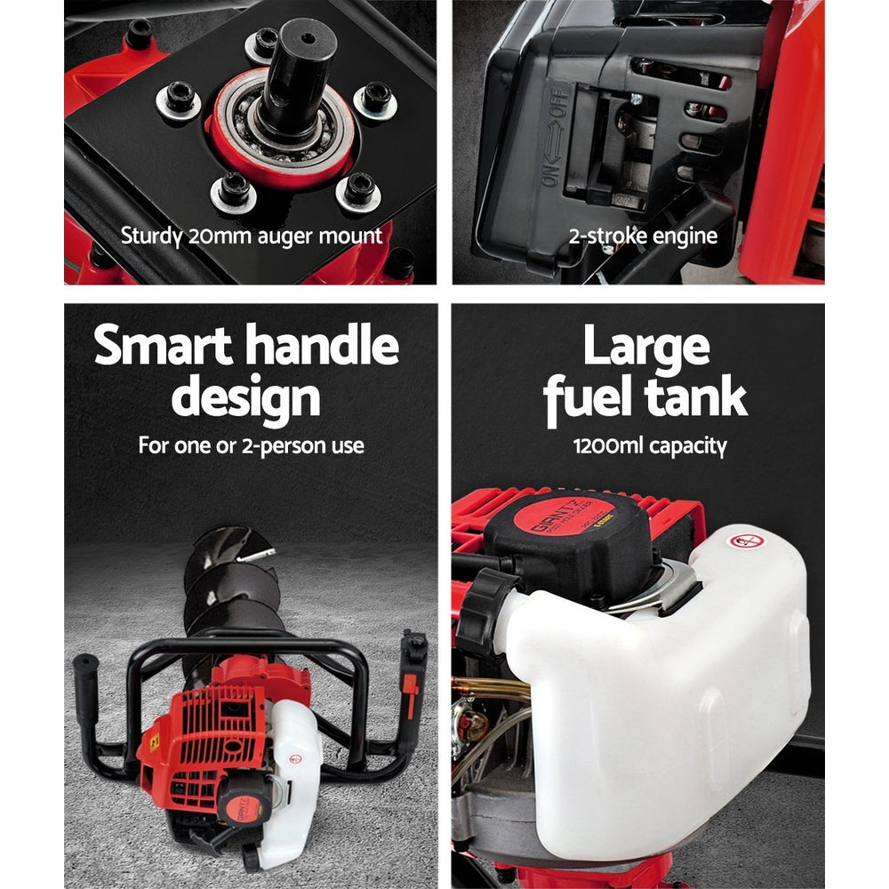 Giantz Post Hole Diggers Petrol Digger Extension Auger Bits-Tools > Industrial Tools-PEROZ Accessories