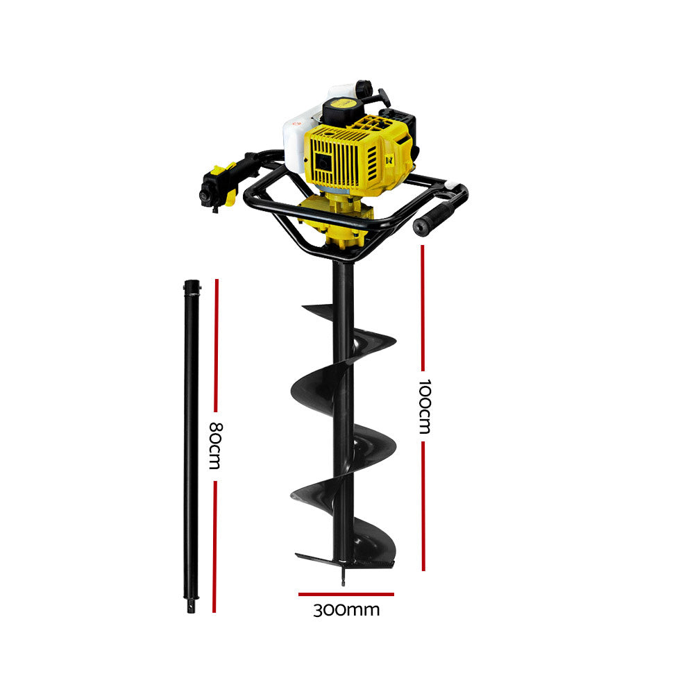 Giantz Post Hole Digger 300mm Petrol Drill Auger Extension Bits-Tools > Industrial Tools-PEROZ Accessories