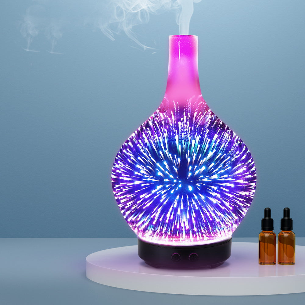 Devanti Ultrasonic Aroma Aromatherapy Diffuser 3D Light Oil Firework Humidifier-Appliances > Aroma Diffusers & Humidifiers-PEROZ Accessories