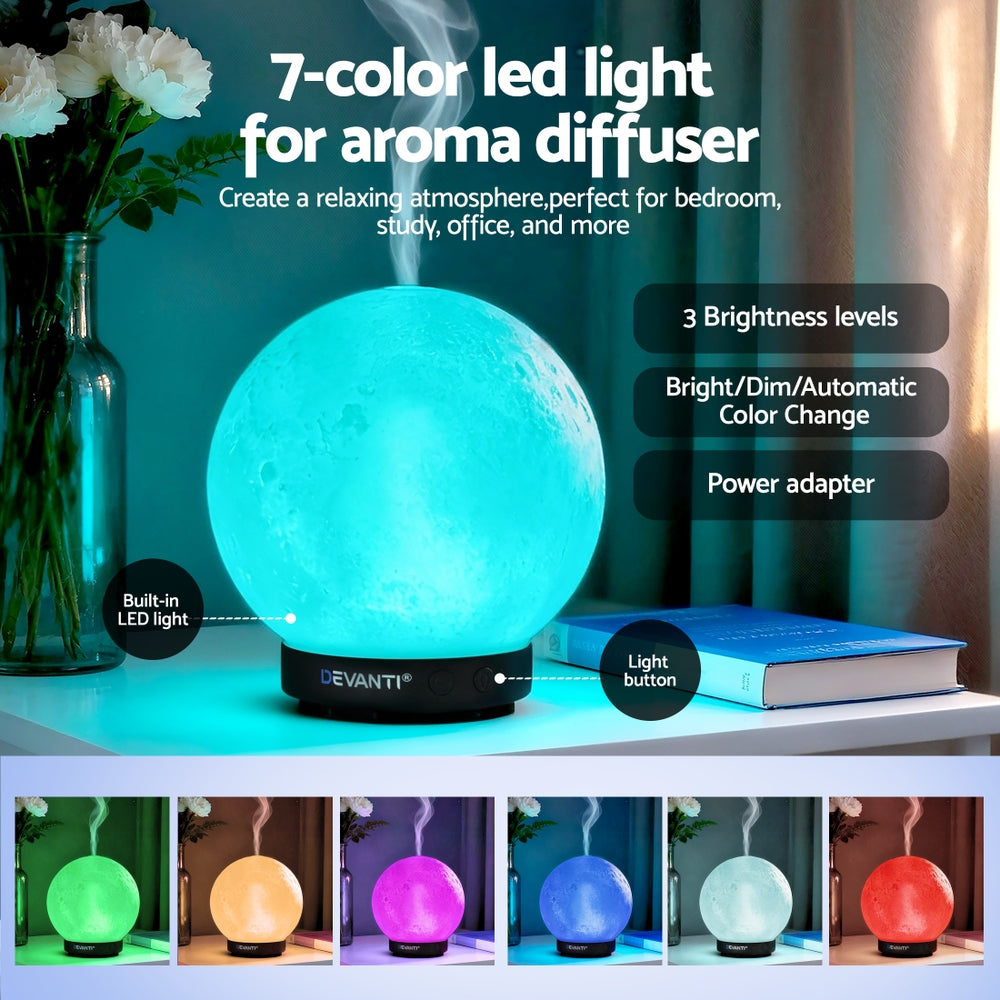 Devanti Ultrasonic Aroma Diffuser Aromatherapy Moon Lamp 100ml-Appliances > Aroma Diffusers & Humidifiers > Aroma Diffusers-PEROZ Accessories