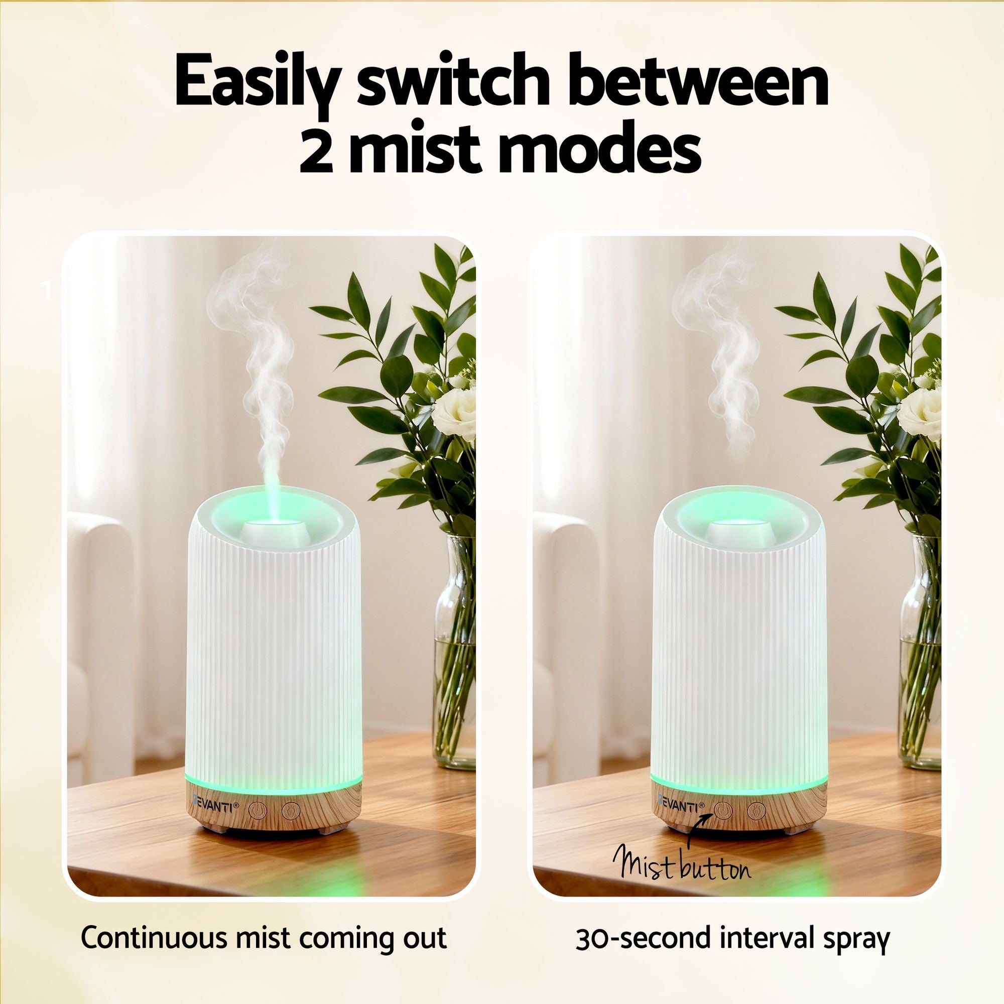Devanti Ultrasonic Aroma Diffuser Aromatherapy 200ml LED Lights Iron Humidifier Forest-Appliances > Aroma Diffusers & Humidifiers > Aroma Diffusers-PEROZ Accessories