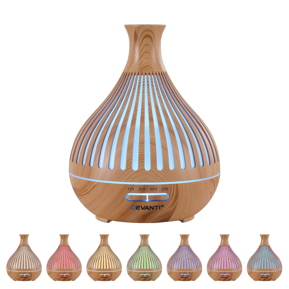 Devanti Ultrasonic Aroma Diffuser Aromatherapy 400ml LED Lights Iron Humidifier Forest Light wood grain-Appliances > Aroma Diffusers & Humidifiers > Aroma Diffusers-PEROZ Accessories