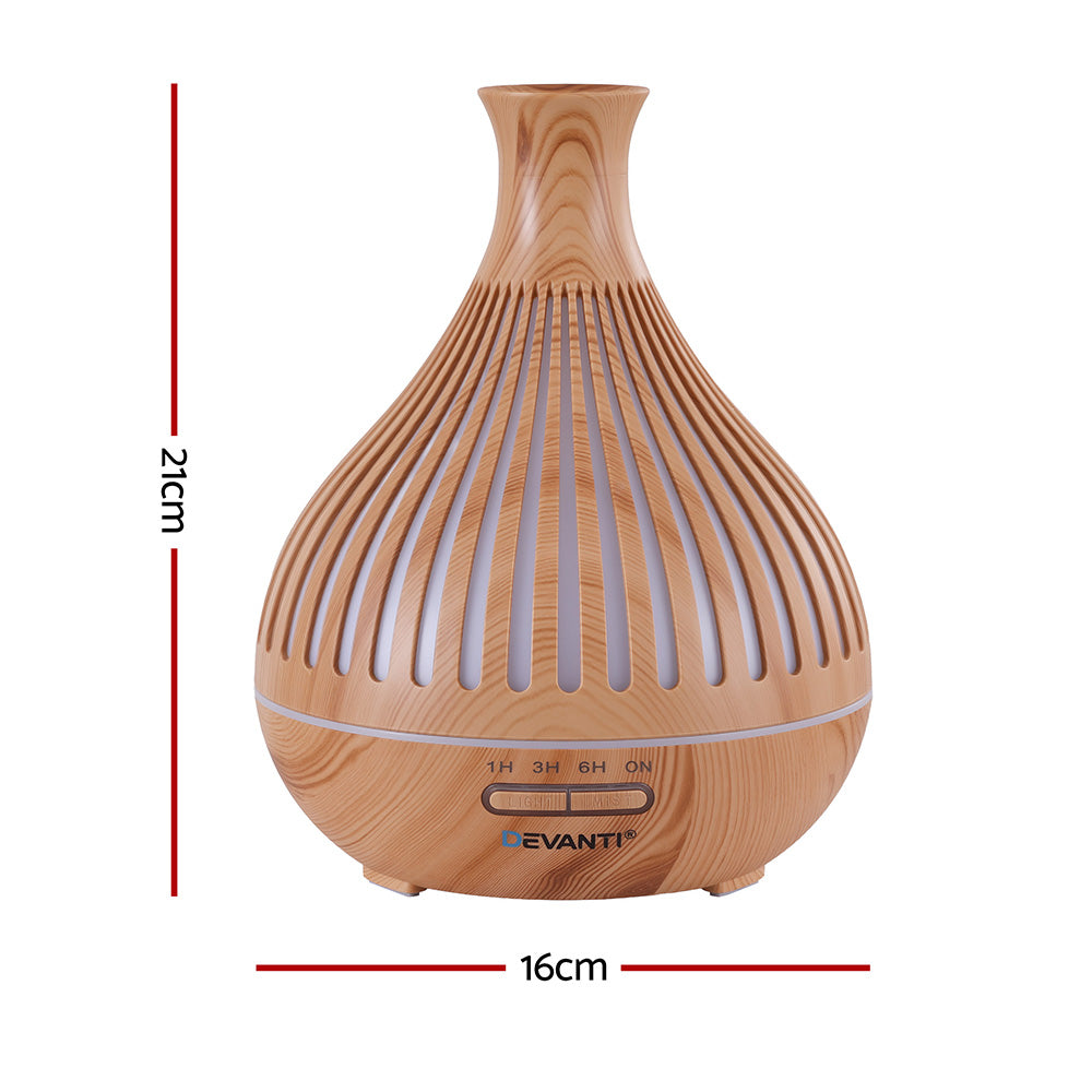 Devanti Ultrasonic Aroma Diffuser Aromatherapy 400ml LED Lights Iron Humidifier Forest Light wood grain-Appliances > Aroma Diffusers & Humidifiers > Aroma Diffusers-PEROZ Accessories
