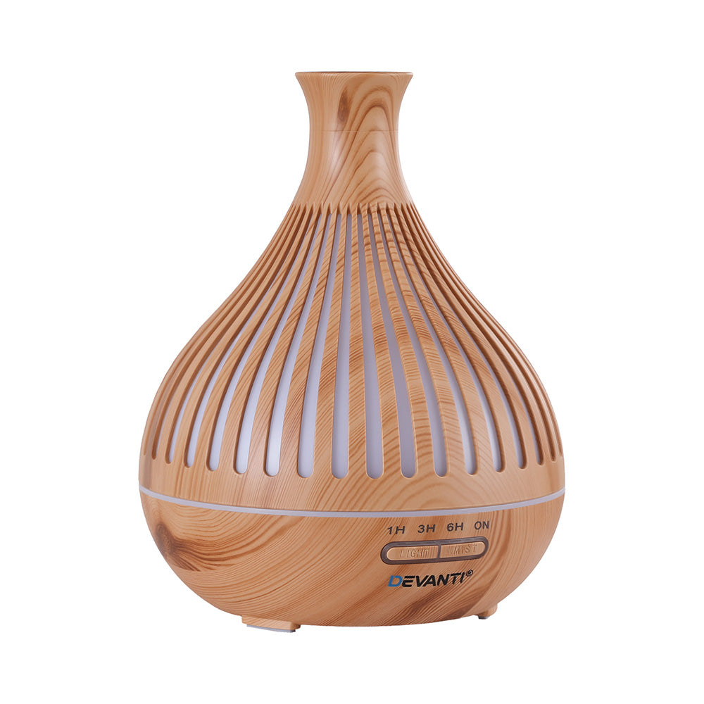 Devanti Ultrasonic Aroma Diffuser Aromatherapy 400ml LED Lights Iron Humidifier Forest Light wood grain-Appliances > Aroma Diffusers & Humidifiers > Aroma Diffusers-PEROZ Accessories