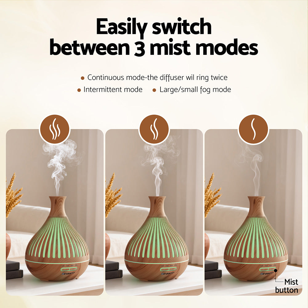 Devanti Ultrasonic Aroma Diffuser Aromatherapy 400ml LED Lights Iron Humidifier Forest Light wood grain-Appliances > Aroma Diffusers & Humidifiers > Aroma Diffusers-PEROZ Accessories