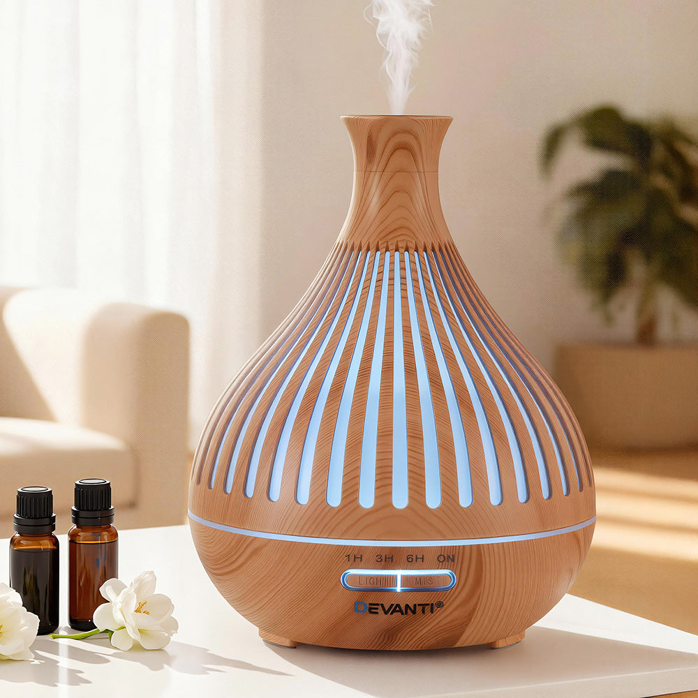 Devanti Ultrasonic Aroma Diffuser Aromatherapy 400ml LED Lights Iron Humidifier Forest Light wood grain-Appliances > Aroma Diffusers & Humidifiers > Aroma Diffusers-PEROZ Accessories