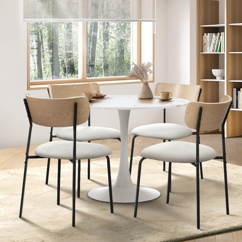 Oikiture 90cm Dining Table and Chairs 4-Seater Kitchen Furniture Set-Dining Set-PEROZ Accessories