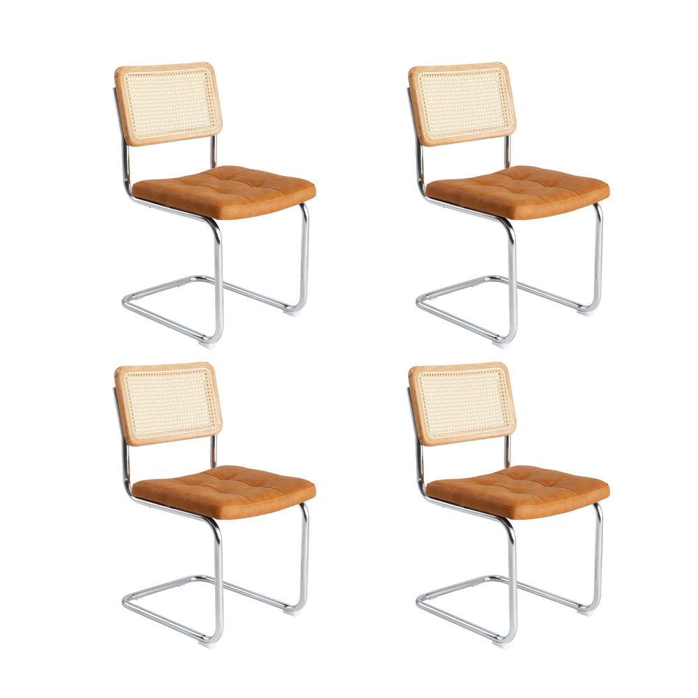 Oikiture 90cm Round Dining Table with 4PCS Chairs PU Leather Brown-Dining Set-PEROZ Accessories