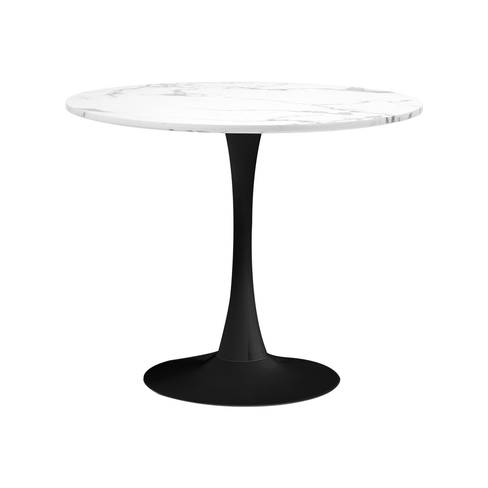 Oikiture 90cm Round Dining Table with 4PCS Chairs PU Leather Brown-Dining Set-PEROZ Accessories
