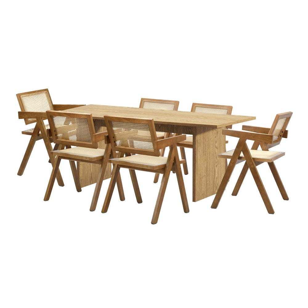 Oikiture 180cm Rectangular Dining Table with 6PCS Dining Chairs Wooden Walnut-Dining Sets-PEROZ Accessories