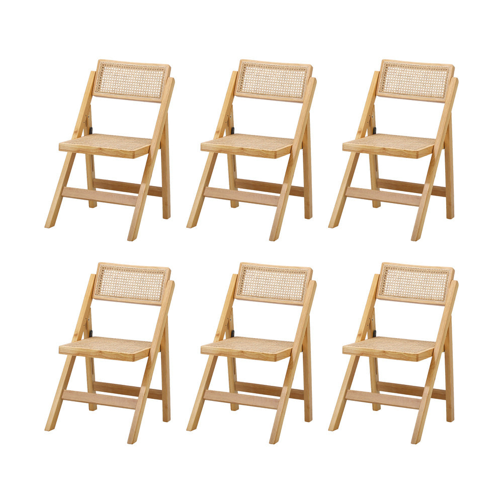 Oikiture 180cm Rectangular Dining Table with 6PCS Dining Chairs Foldable Natural-Dining Sets-PEROZ Accessories