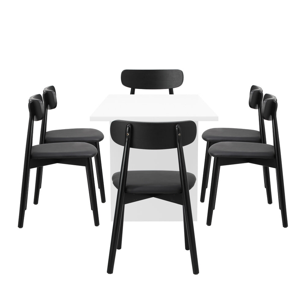 Oikiture 6-Seater Dining Table and Chairs Set Wooden Black-Dining Set-PEROZ Accessories