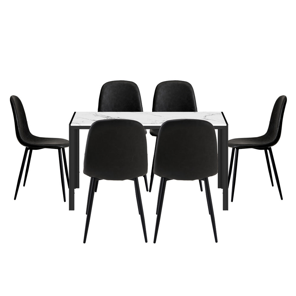 Oikiture 6-Seater Dining Set 1.4m Rectangular Table and Chairs-Dining Set-PEROZ Accessories