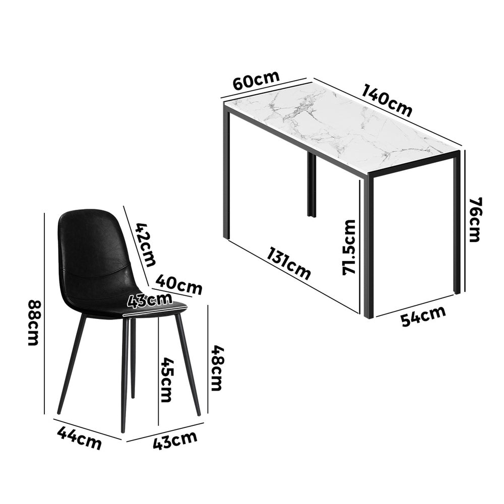 Oikiture 6-Seater Dining Set 1.4m Rectangular Table and Chairs-Dining Set-PEROZ Accessories