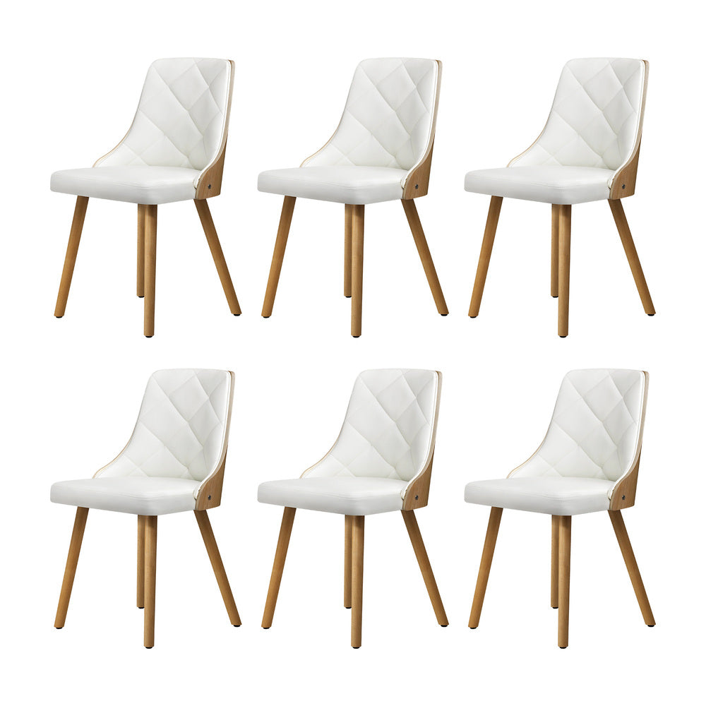 Oikiture 200cm Extendable Dining Table with 6PCS Dining Chairs PU Leather White-Dining Sets-PEROZ Accessories