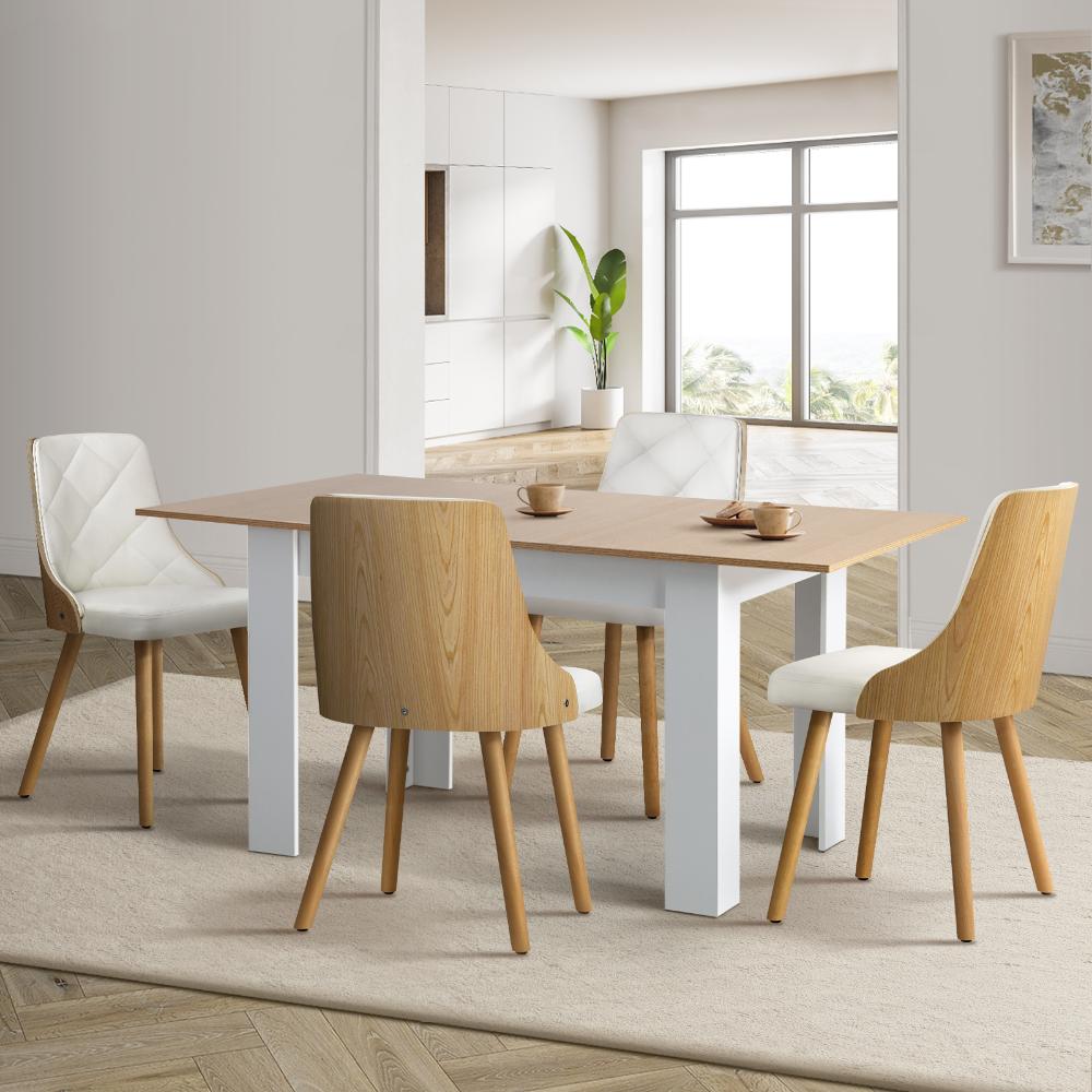 Oikiture Dining Table and Chair Set With Wooden Frame 4pcs Dining Chair wtih Pu Leather Cover Home Dining Room Furniture-Dining Table and Chairs-PEROZ Accessories