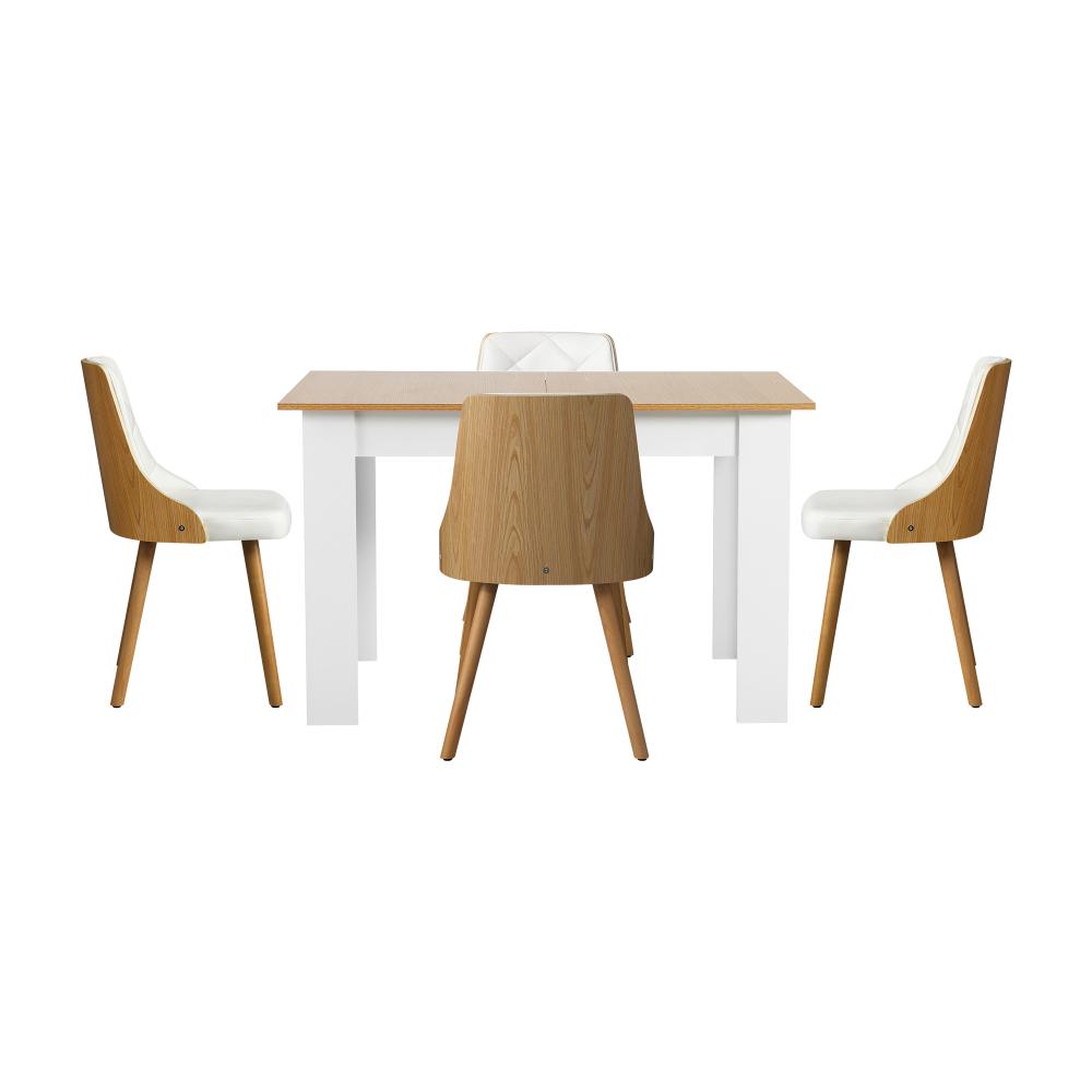 Oikiture Dining Table and Chair Set With Wooden Frame 4pcs Dining Chair wtih Pu Leather Cover Home Dining Room Furniture-Dining Table and Chairs-PEROZ Accessories