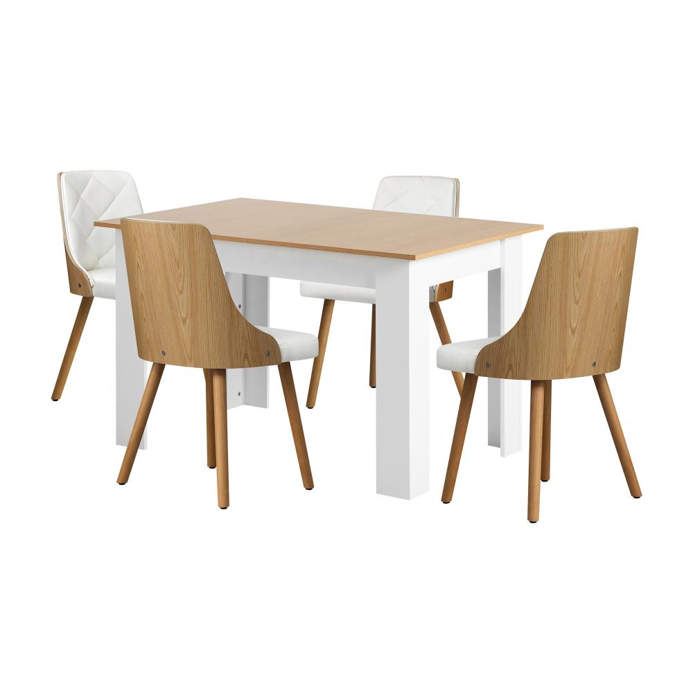 Oikiture Dining Table and Chair Set With Wooden Frame 4pcs Dining Chair wtih Pu Leather Cover Home Dining Room Furniture-Dining Table and Chairs-PEROZ Accessories
