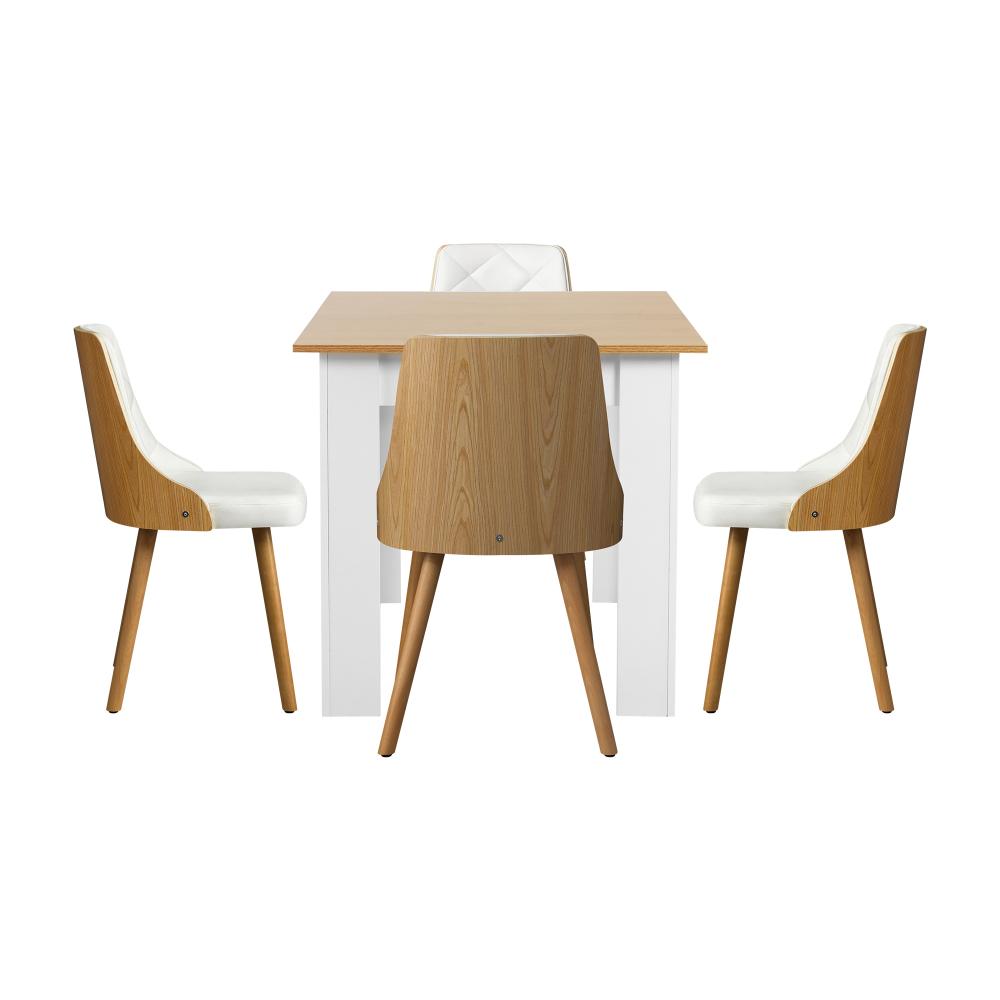 Oikiture Dining Table and Chair Set With Wooden Frame 4pcs Dining Chair wtih Pu Leather Cover Home Dining Room Furniture-Dining Table and Chairs-PEROZ Accessories