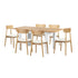Oikiture 160cm Extendable Dining Table with 6x Dining Chairs PU Leather White-Dining Set-PEROZ Accessories