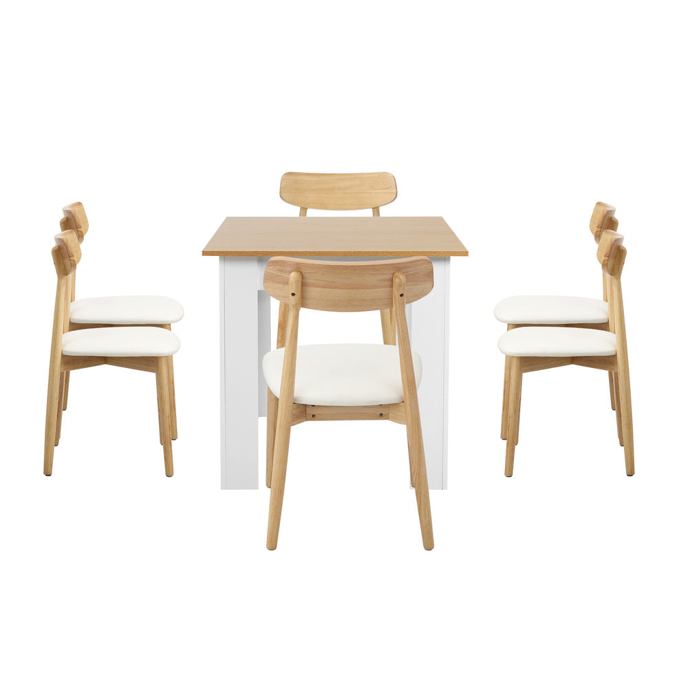 Oikiture 160cm Extendable Dining Table with 6x Dining Chairs PU Leather White-Dining Set-PEROZ Accessories