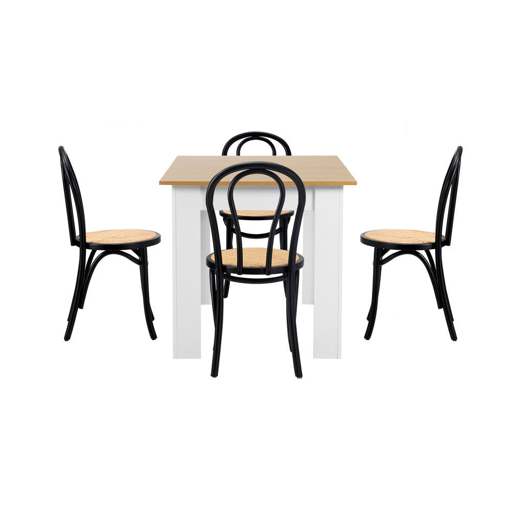Oikiture 160cm Extendable Dining Table with 4PCS Crossback Chairs Black-Dining Set-PEROZ Accessories