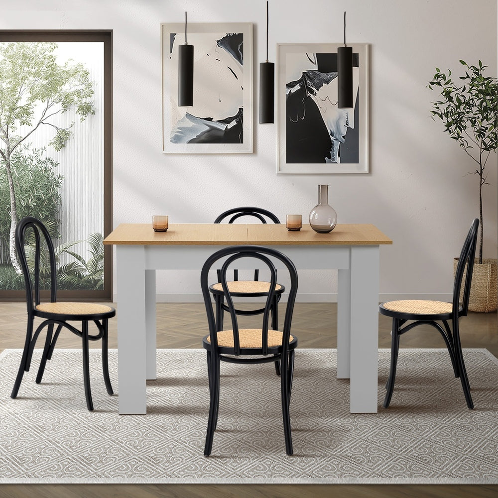 Oikiture 160cm Extendable Dining Table with 4PCS Crossback Chairs Black-Dining Set-PEROZ Accessories
