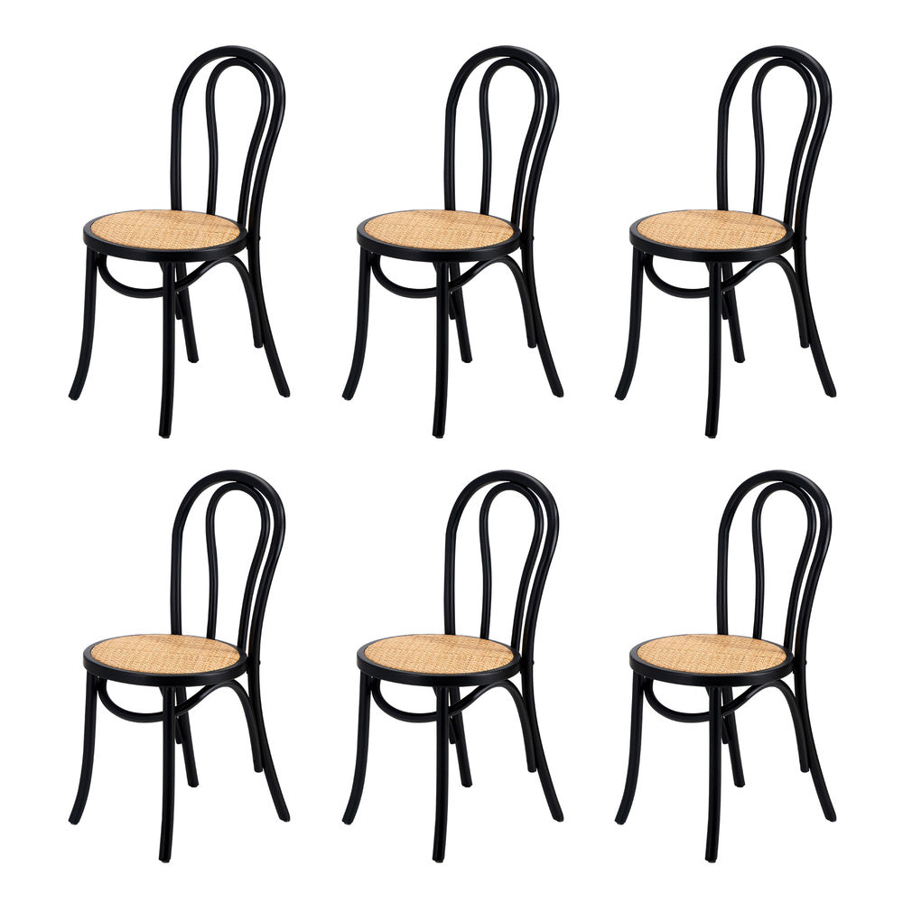 Oikiture 160cm Extendable Dining Table with 6PCS Crossback Chairs Black-Dining Set-PEROZ Accessories