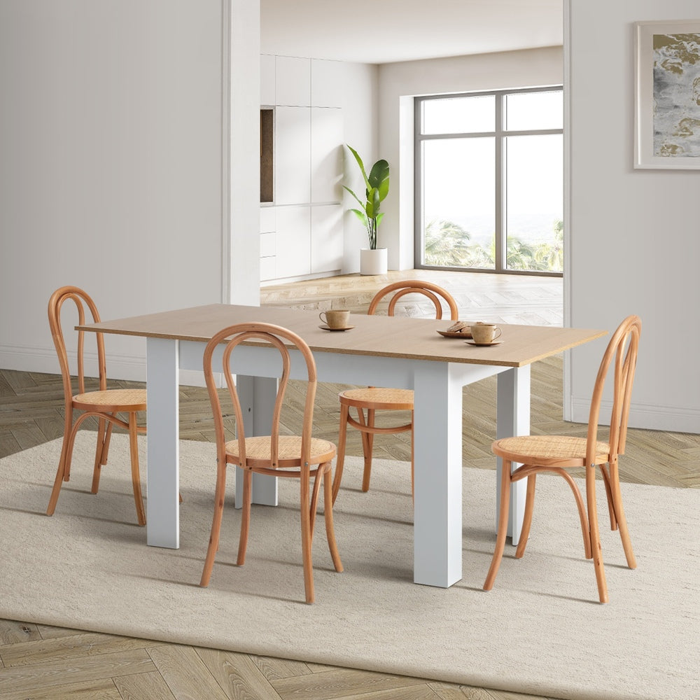 Oikiture 160cm Extendable Dining Table with 4PCS Crossback Chairs Natural-Dining Set-PEROZ Accessories